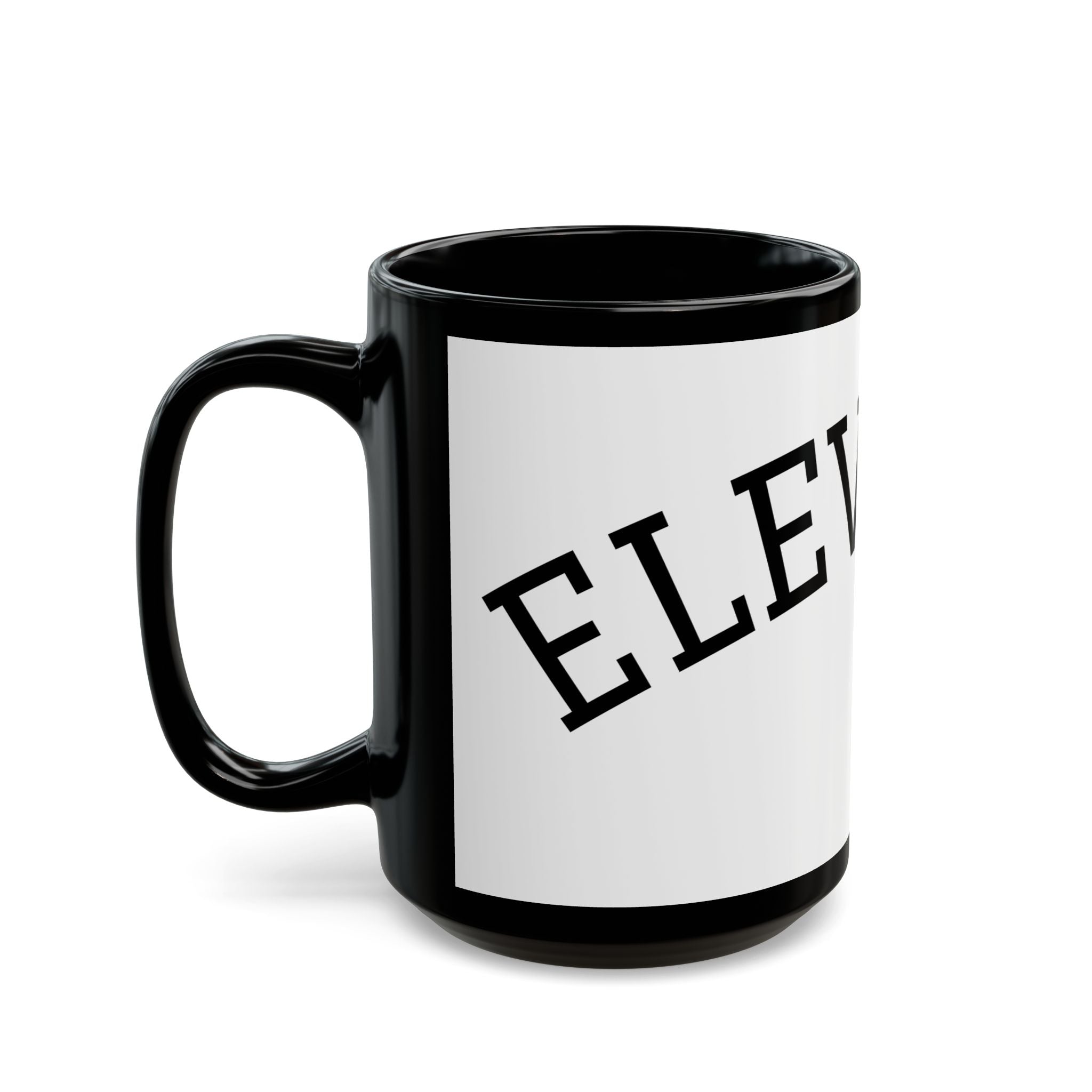 Elevated Black Accent Mug (11oz & 15oz) – Bold Typographic Coffee Cup