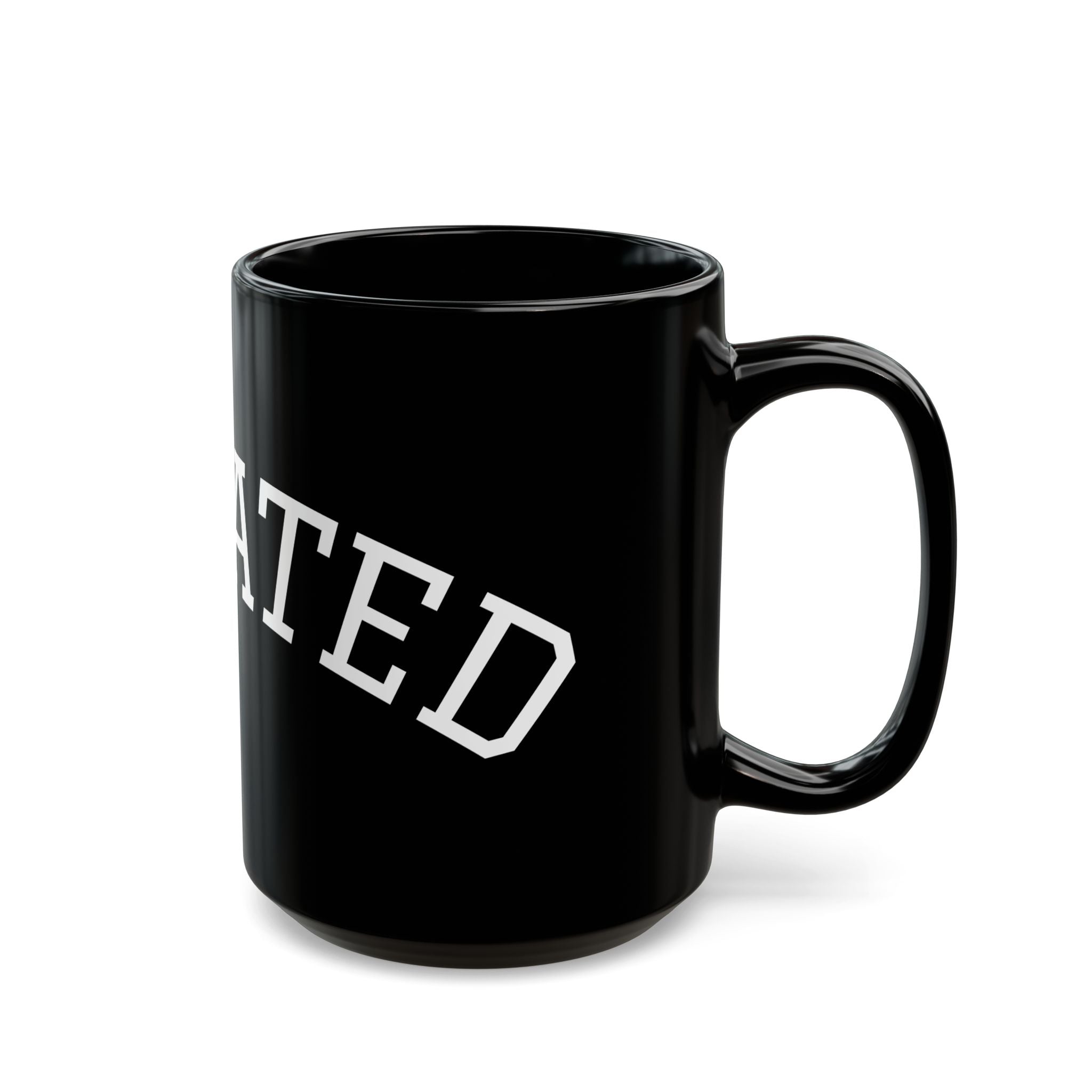 Elevated Black Coffee Mug (11oz & 15oz) — 'ELEVATED' Bold White Text